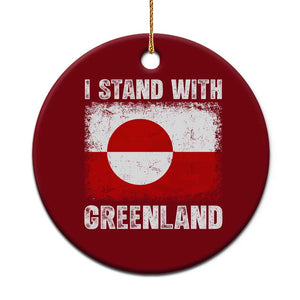 I Stand With Greenland Ceramic Ornament Grunge Flag TS10 1pc Red Print Your Wear