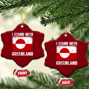 I Stand With Greenland Ceramic Ornament Grunge Flag TS10 Print Your Wear