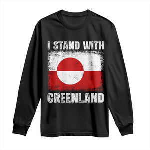 I Stand With Greenland Long Sleeve Shirt Grunge Flag TS10 Black Print Your Wear