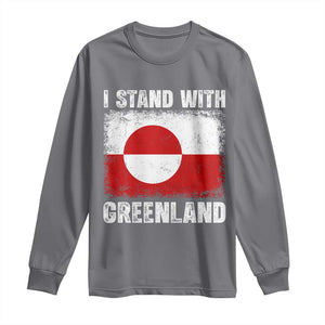I Stand With Greenland Long Sleeve Shirt Grunge Flag TS10 Charcoal Print Your Wear