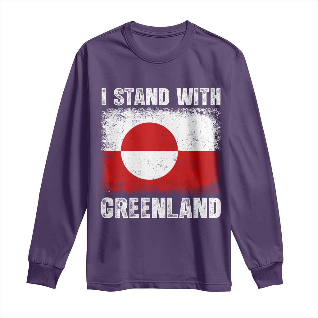 I Stand With Greenland Long Sleeve Shirt Grunge Flag TS10 Purple Print Your Wear