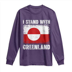 I Stand With Greenland Long Sleeve Shirt Grunge Flag TS10 Purple Print Your Wear
