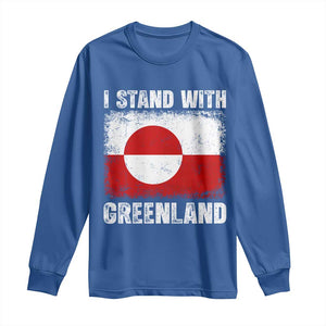 I Stand With Greenland Long Sleeve Shirt Grunge Flag TS10 Royal Blue Print Your Wear