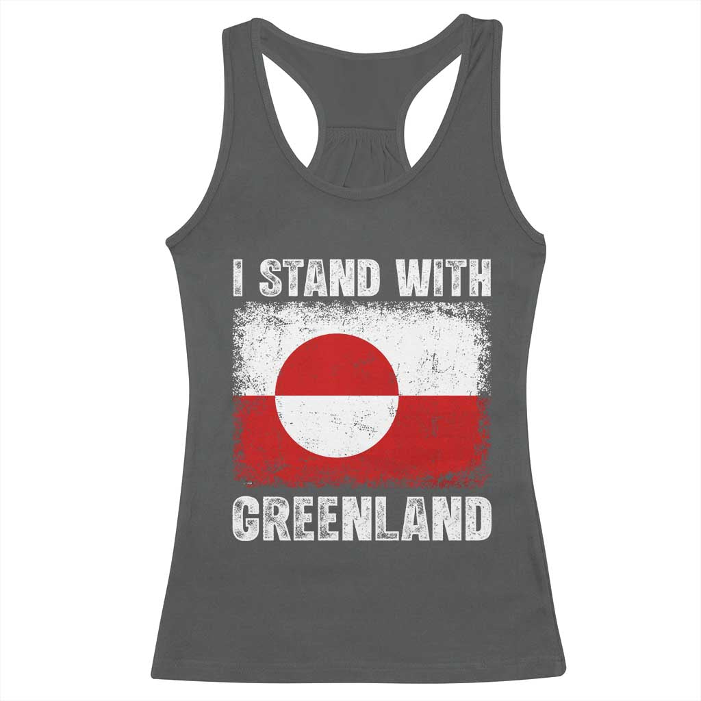 I Stand With Greenland Racerback Tank Top Grunge Flag TS10 Dark Heather Print Your Wear