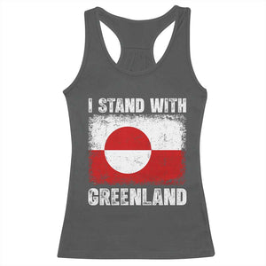 I Stand With Greenland Racerback Tank Top Grunge Flag TS10 Dark Heather Print Your Wear