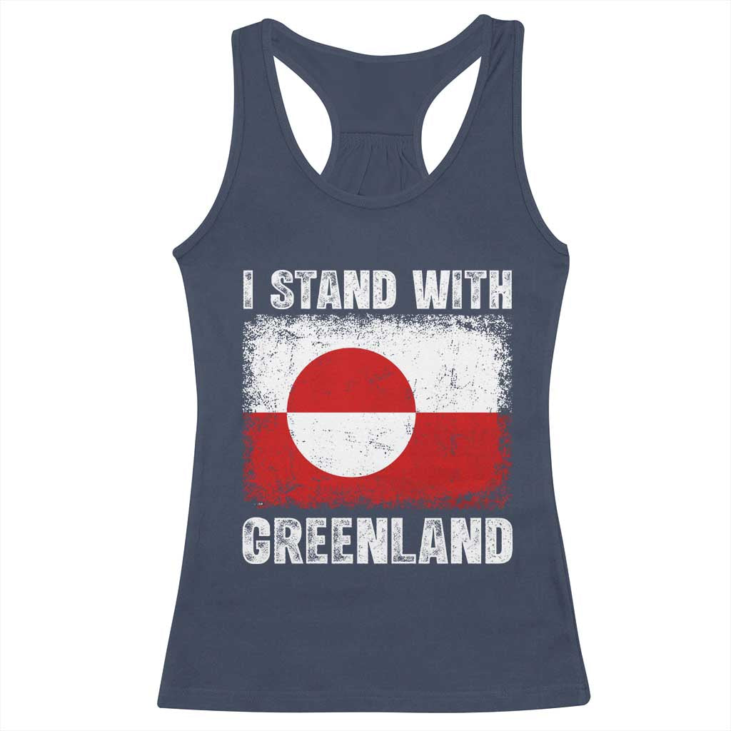 I Stand With Greenland Racerback Tank Top Grunge Flag TS10 Navy Print Your Wear