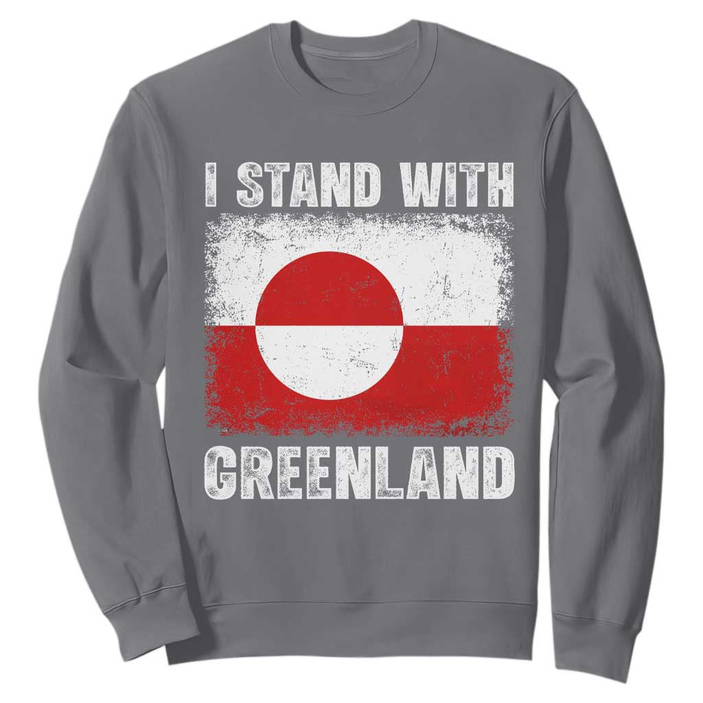 I Stand With Greenland Sweatshirt Grunge Flag TS10 Charcoal Print Your Wear