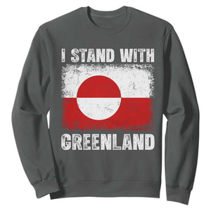 I Stand With Greenland Sweatshirt Grunge Flag TS10 Dark Heather Print Your Wear