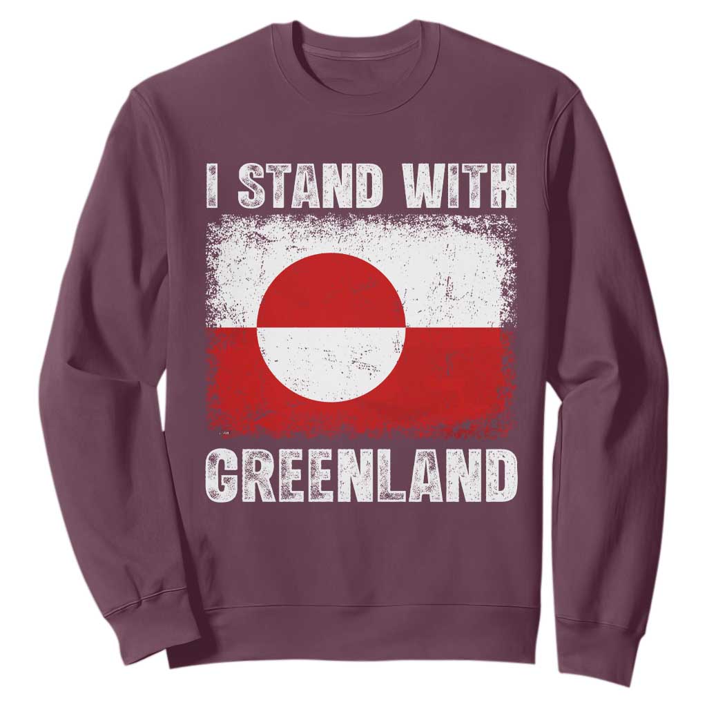 I Stand With Greenland Sweatshirt Grunge Flag TS10 Maroon Print Your Wear