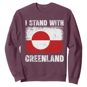 I Stand With Greenland Sweatshirt Grunge Flag TS10 Maroon Print Your Wear