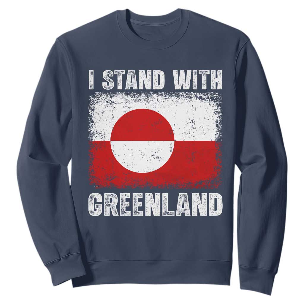 I Stand With Greenland Sweatshirt Grunge Flag TS10 Navy Print Your Wear