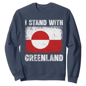 I Stand With Greenland Sweatshirt Grunge Flag TS10 Navy Print Your Wear