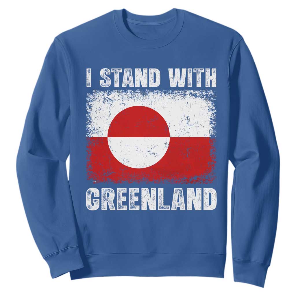 I Stand With Greenland Sweatshirt Grunge Flag TS10 Royal Blue Print Your Wear
