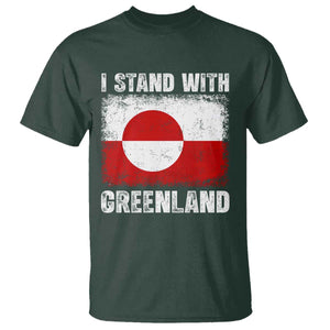 I Stand With Greenland T Shirt - Grunge Flag Solidarity Protest Tee TS10 Dark Forest Green Print Your Wear