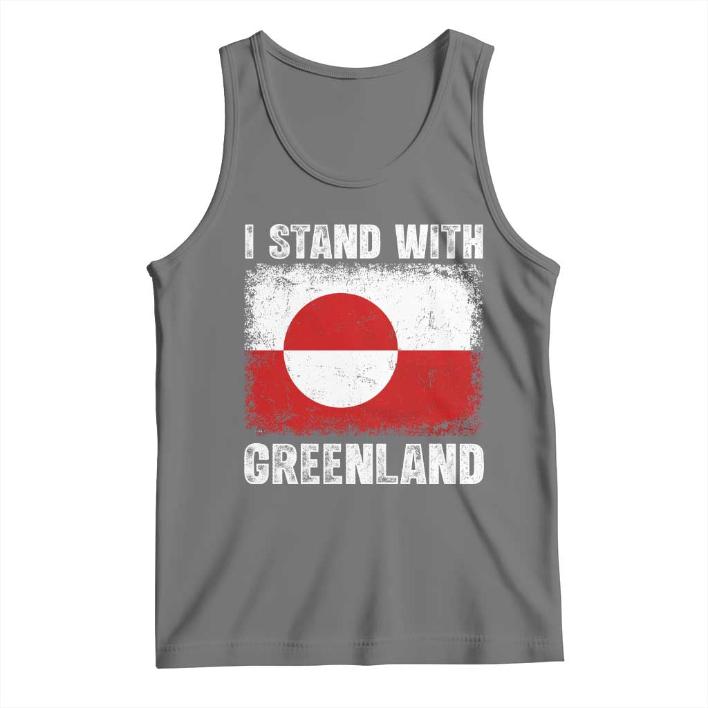 I Stand With Greenland Tank Top Grunge Flag TS10 Black Heather Print Your Wear