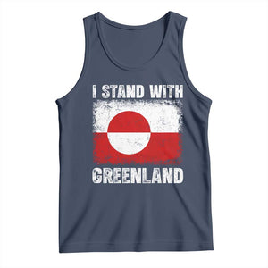 I Stand With Greenland Tank Top Grunge Flag TS10 Navy Print Your Wear