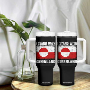 I Stand With Greenland Tumbler With Handle Grunge Flag TS10 Print Your Wear