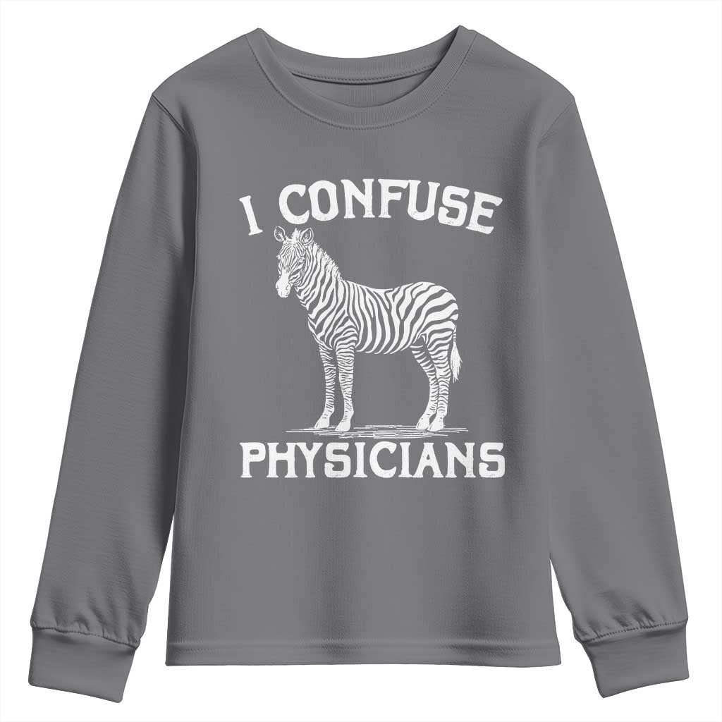 Rare Disease Awereness Youth Sweatshirt Zebra Ribbon Cancer Warrior Gift TS10 Charcoal Print Your Wear