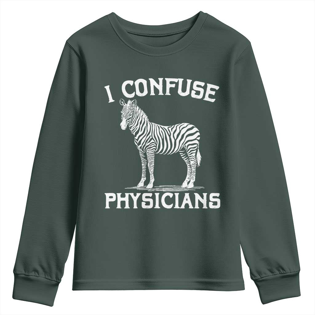Rare Disease Awereness Youth Sweatshirt Zebra Ribbon Cancer Warrior Gift TS10 Dark Forest Green Print Your Wear