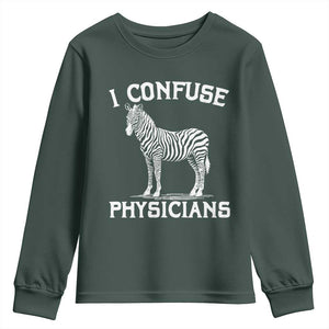 Rare Disease Awereness Youth Sweatshirt Zebra Ribbon Cancer Warrior Gift TS10 Dark Forest Green Print Your Wear