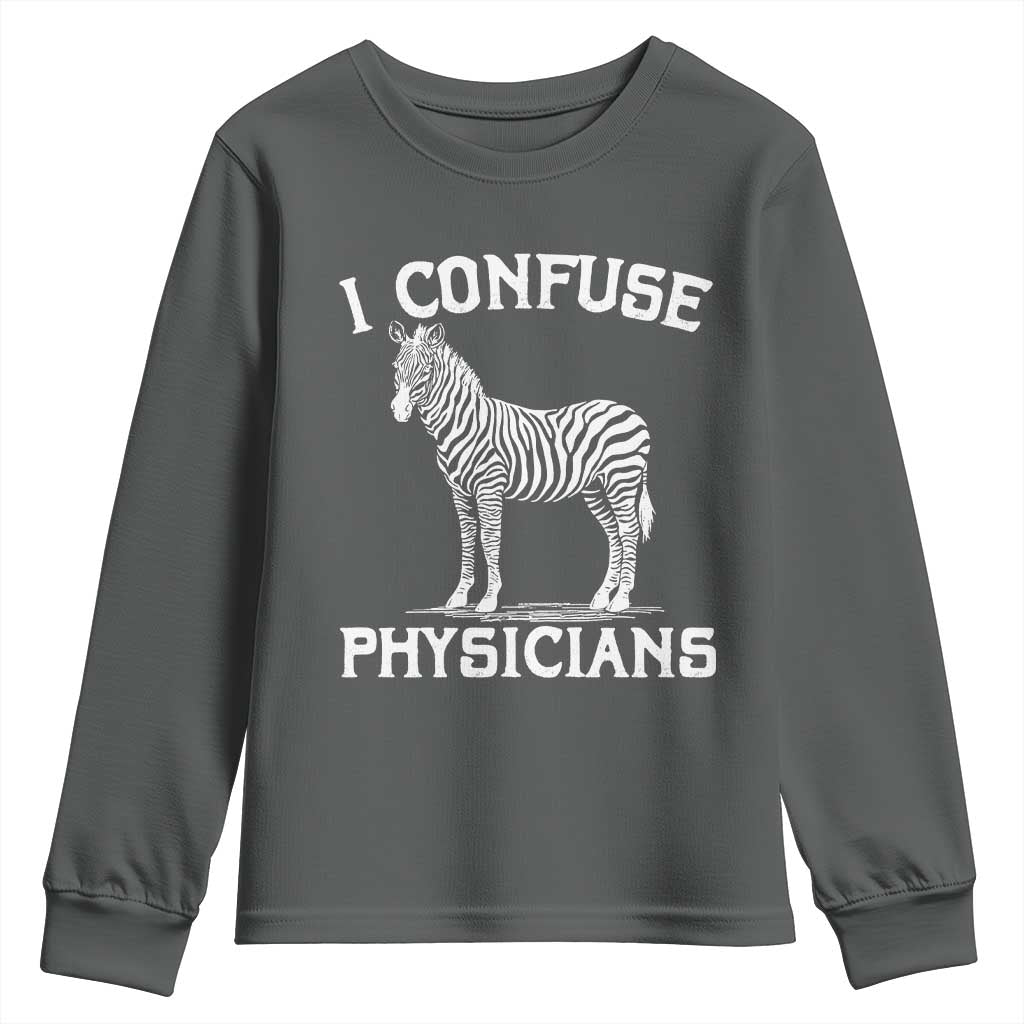 Rare Disease Awereness Youth Sweatshirt Zebra Ribbon Cancer Warrior Gift TS10 Dark Heather Print Your Wear