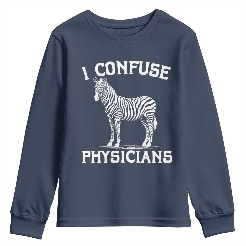 Rare Disease Awereness Youth Sweatshirt Zebra Ribbon Cancer Warrior Gift TS10 Navy Print Your Wear