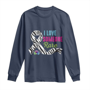 Rare Disease Awereness Long Sleeve Shirt I Love Someone Rare Zebra Ribbon TS10 Navy Print Your Wear