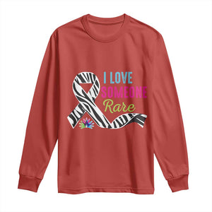 Rare Disease Awereness Long Sleeve Shirt I Love Someone Rare Zebra Ribbon TS10 Red Print Your Wear