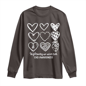 CHD Heart Disease Awareness Long Sleeve Shirt In February We Wear Red TS10 Dark Chocolate Print Your Wear