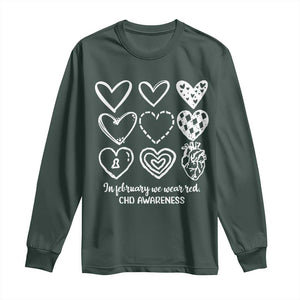 CHD Heart Disease Awareness Long Sleeve Shirt In February We Wear Red TS10 Dark Forest Green Print Your Wear