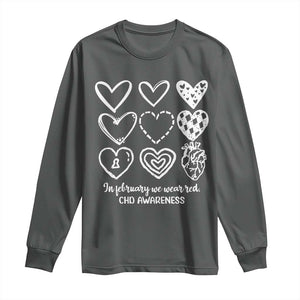 CHD Heart Disease Awareness Long Sleeve Shirt In February We Wear Red TS10 Dark Heather Print Your Wear