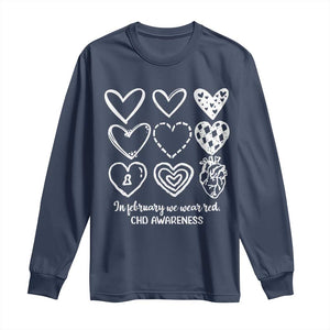 CHD Heart Disease Awareness Long Sleeve Shirt In February We Wear Red TS10 Navy Print Your Wear