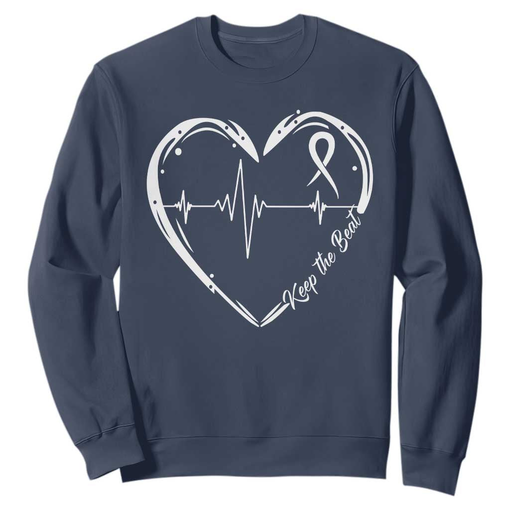 CHD Heart Disease Awareness Sweatshirt Wear Red Keep The Beat Heart Health TS10 Navy Print Your Wear