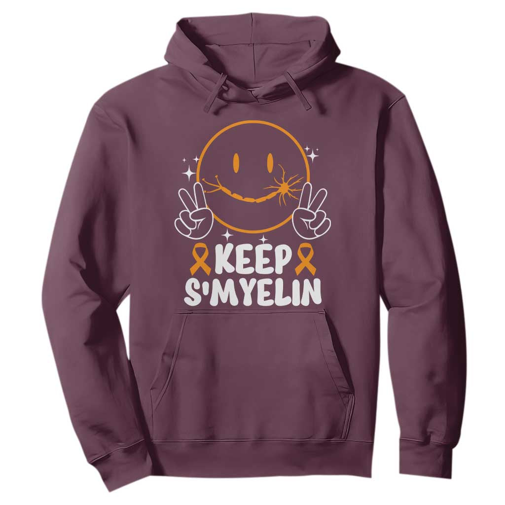 Multiple Sclerosis Awareness Hoodie Keep Smyelin Orange Ribbon MS Support TS10 Maroon Print Your Wear