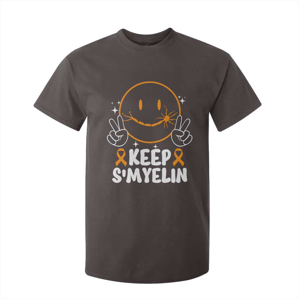 Multiple Sclerosis Awareness T Shirt For Kid Keep Smyelin Orange Ribbon MS Support TS10 Dark Chocolate Print Your Wear