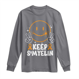 Multiple Sclerosis Awareness Long Sleeve Shirt Keep Smyelin Orange Ribbon MS Support TS10 Charcoal Print Your Wear