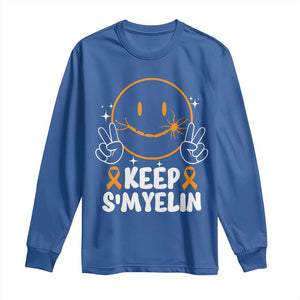 Multiple Sclerosis Awareness Long Sleeve Shirt Keep Smyelin Orange Ribbon MS Support TS10 Royal Blue Print Your Wear