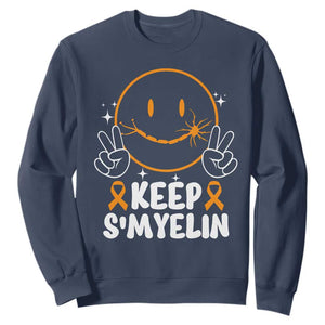 Multiple Sclerosis Awareness Sweatshirt Keep Smyelin Orange Ribbon MS Support TS10 Navy Print Your Wear