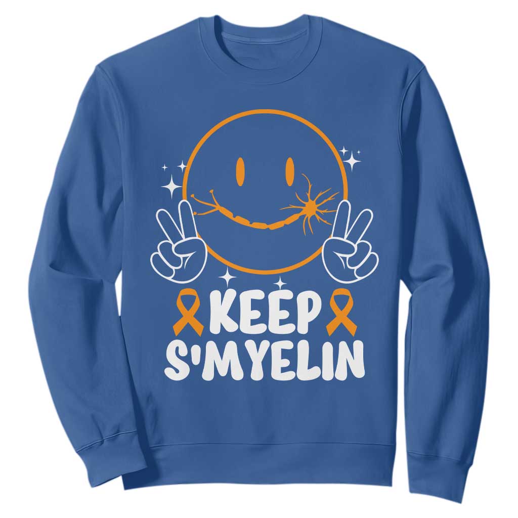 Multiple Sclerosis Awareness Sweatshirt Keep Smyelin Orange Ribbon MS Support TS10 Royal Blue Print Your Wear