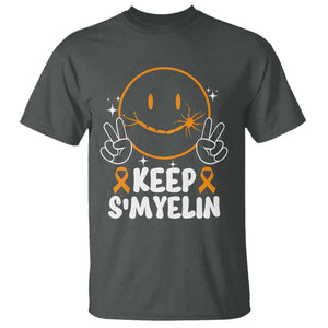 Multiple Sclerosis Awareness T Shirt Keep Smyelin Orange Ribbon MS Support TS10 Dark Heather Print Your Wear