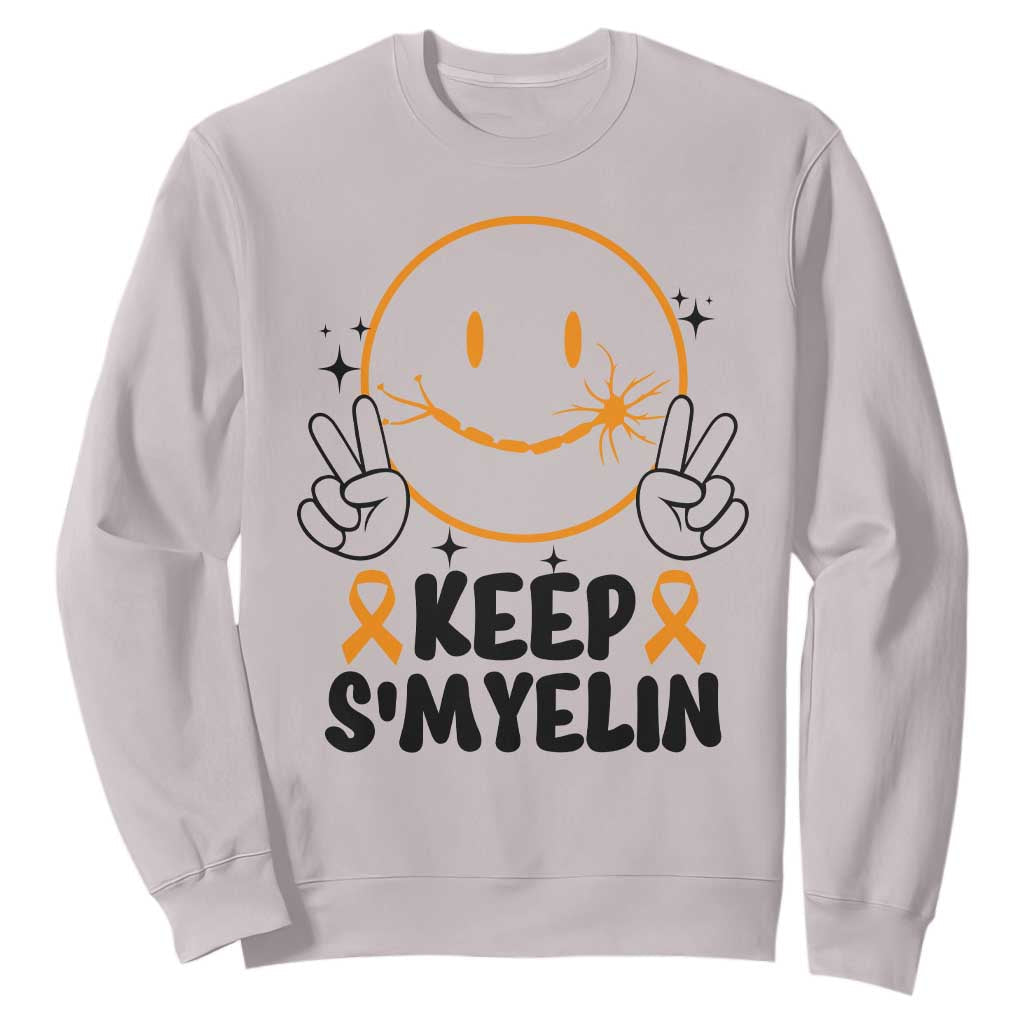 Multiple Sclerosis Awareness Sweatshirt Keep Smyelin MS Support TS10 Ice Gray Print Your Wear