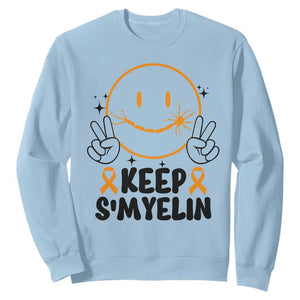 Multiple Sclerosis Awareness Sweatshirt Keep Smyelin MS Support TS10 Light Blue Print Your Wear