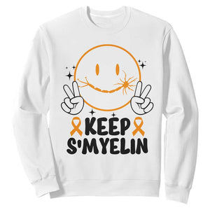 Multiple Sclerosis Awareness Sweatshirt Keep Smyelin MS Support TS10 White Print Your Wear