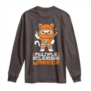 Multiple Sclerosis Warrior Long Sleeve Shirt Orange Ribbon MS Ninja TS10 Dark Chocolate Print Your Wear