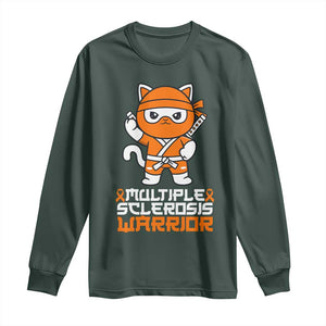 Multiple Sclerosis Warrior Long Sleeve Shirt Orange Ribbon MS Ninja TS10 Dark Forest Green Print Your Wear