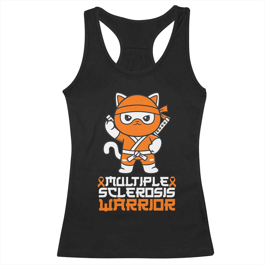 Multiple Sclerosis Warrior Racerback Tank Top Orange Ribbon MS Ninja TS10 Black Print Your Wear