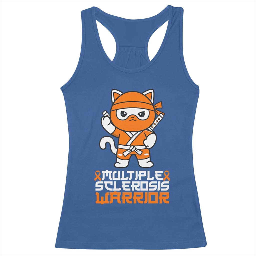 Multiple Sclerosis Warrior Racerback Tank Top Orange Ribbon MS Ninja TS10 Royal Blue Print Your Wear