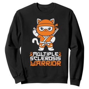 Multiple Sclerosis Warrior Sweatshirt Orange Ribbon MS Ninja TS10 Black Print Your Wear