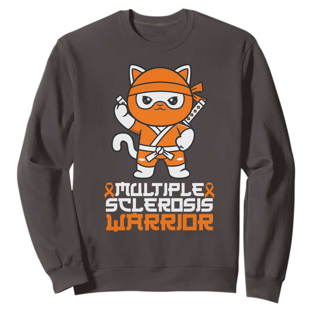 Multiple Sclerosis Warrior Sweatshirt Orange Ribbon MS Ninja TS10 Dark Chocolate Print Your Wear