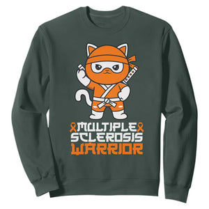 Multiple Sclerosis Warrior Sweatshirt Orange Ribbon MS Ninja TS10 Dark Forest Green Print Your Wear